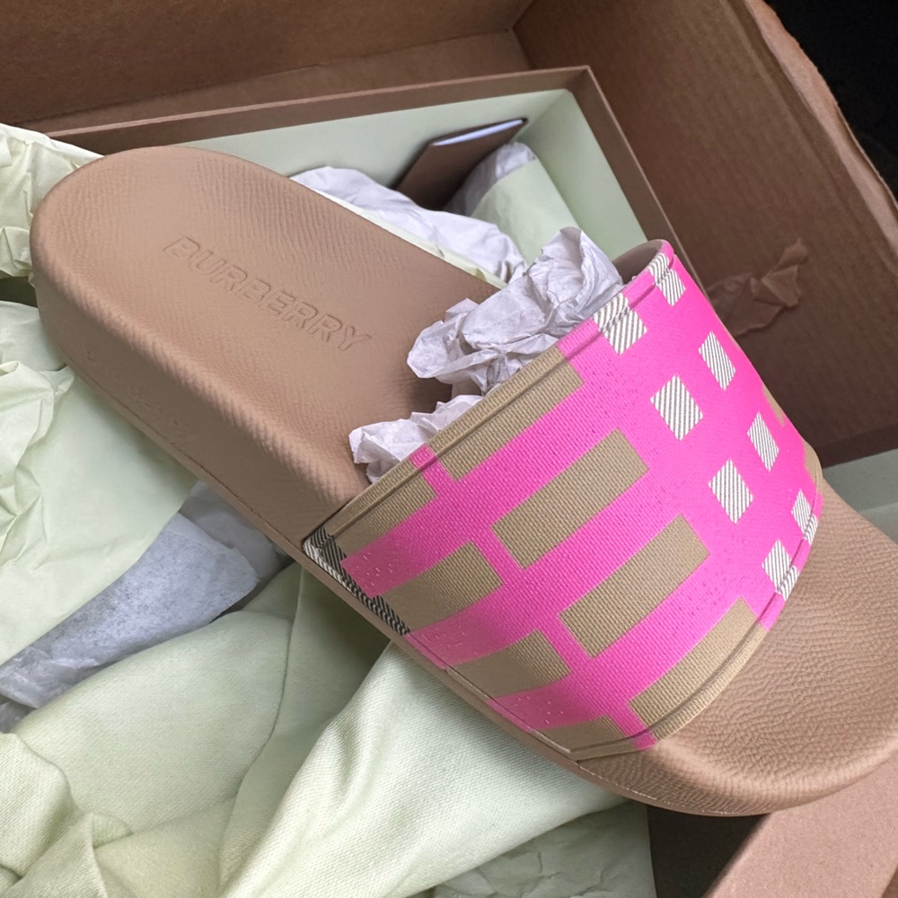 Pink Burberry Slides